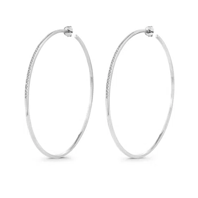 Sally Skoufis Women's White / Silver Journey Earring With Man Made White Cz Diamond Stimulant In Sterling Silver In Multi