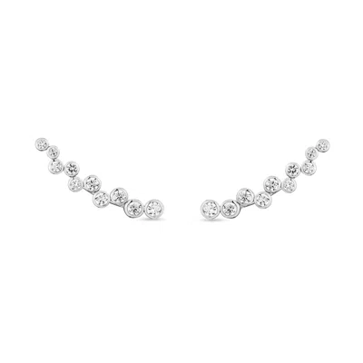 Sally Skoufis Women's White / Silver Minx Ear Climber With Man Made Cz Diamond Stimulant In Sterling Silver In Multi