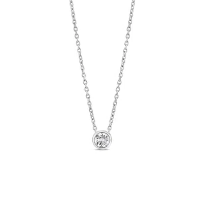 Sally Skoufis Women's White / Silver Minx Solitaire Necklace With Man Made Cz Diamond Stimulant In Sterling Silver In Multi