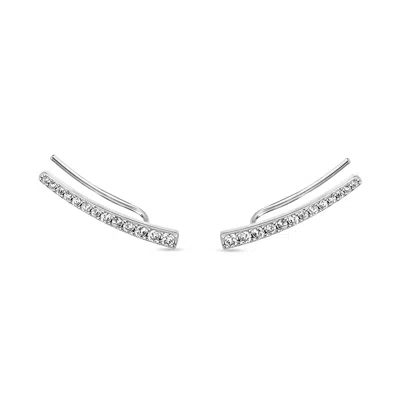 Sally Skoufis Women's White / Silver Naked Ear Climber With Man Made Cz Diamond Stimulant In Sterling Silver In Multi