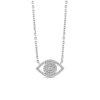 Sally Skoufis Women's White / Silver Protection Necklace With Man Made Cz Diamond Stimulant In Sterling Silver In Multi