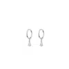 Sally Skoufis Women's White / Silver Pure Drop Alchemy Huggie Earrings With Man Made Cz Diamond Stimulant In Sterl In Multi