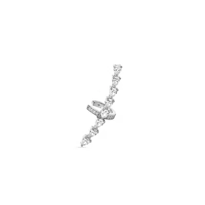 Sally Skoufis Women's White / Silver Pure Ear Cuff With Man Made White Diamonds In Sterling Silver In Multi