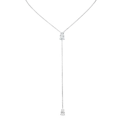 Sally Skoufis Women's White / Silver Pure Lariat With Man Made Cz Diamond Stimulant In Sterling Silver In Multi