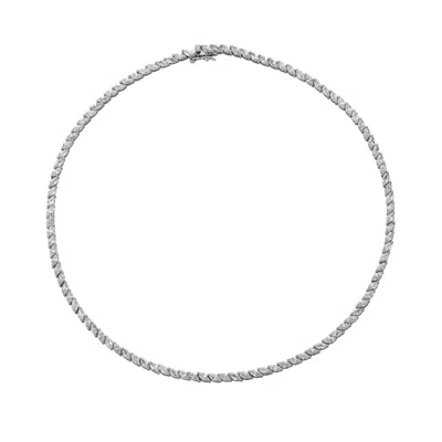 Sally Skoufis Women's White / Silver Renaissance Necklace With Man Made Cz Diamond Stimulant In Sterling Silver In Multi