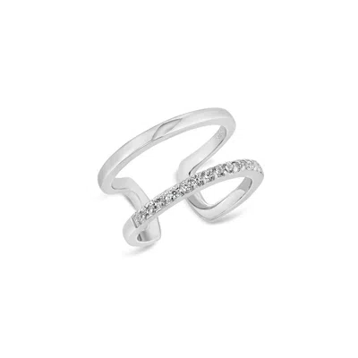 Sally Skoufis Women's White / Silver Rythm Midi Ring With Man Made Cz Diamond Stimulant In Sterling Silver In Multi