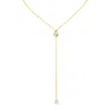 Sally Skoufis Women's White / Yellow / Gold Pure Lariat With Gold Rutile & Man Made Cz Diamond Stimulant In Sterli In Multi