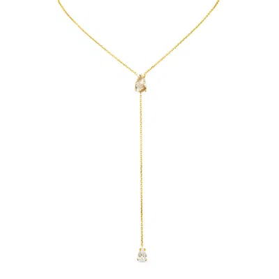 Sally Skoufis Women's White / Yellow / Gold Pure Lariat With Gold Rutile & Man Made Cz Diamond Stimulant In Sterli In Multi