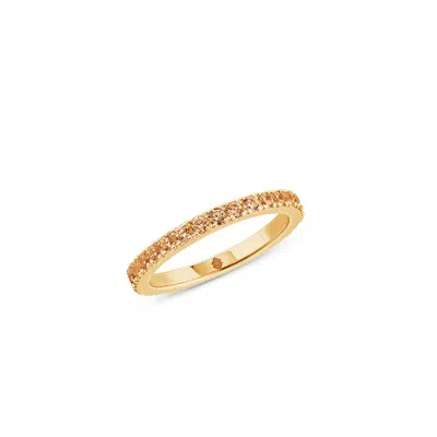 Sally Skoufis Women's Yellow / Orange Complete Ring With Man Made Champagne Cz Diamond Stimulant In Sterling Silve