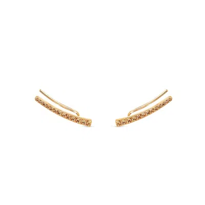Sally Skoufis Women's Yellow / Orange Naked Ear Climber With Man Made Champagne Diamonds In Gold