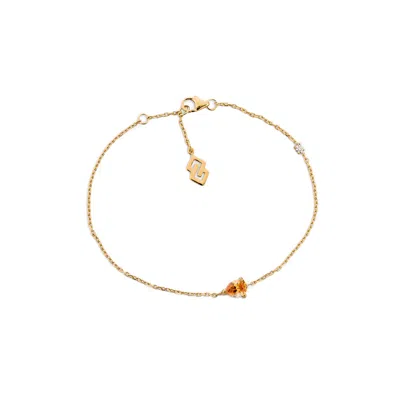 Sally Skoufis Women's Yellow Pure Bracelet With Man Made Champagne Cz Diamond Stimulant In Sterling Silver & 18k G