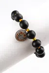 Sally Sohn Womens Ancient Bead Diamond Ruby Happy Face 18k White Gold Bracelet In Black