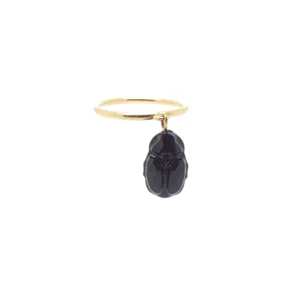 Salome Women's Gold / Black Noir Scarab Ring
