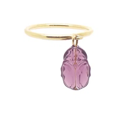 Salome Women's Gold / Pink Amethyst Scarab Ring
