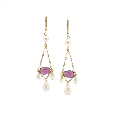 Salome Women's Gold / White / Pink Sabrina Earrings