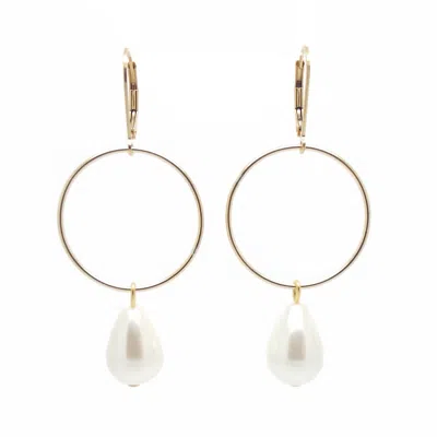 Salome Women's Gold / White Signature  Pearl Earrings