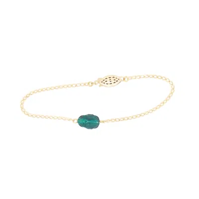 Salome Women's Green / Gold Emerald Scarab Bracelet