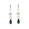 Salome Women's Green / White / Gold Penelope Malachite & Baroque Pearl Earrings In Green