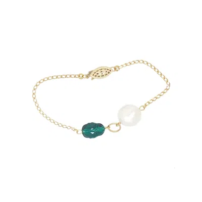 Salome Women's White / Gold / Green Claire Bracelet