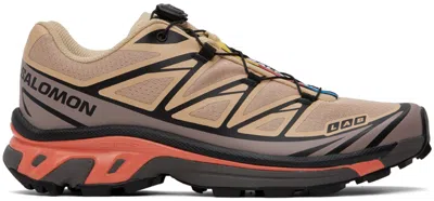 Salomon Beige Xt-6 Sneakers In Hazelnut/quail/livin