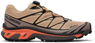 Salomon Beige Xt-6 Sneakers In Hazelnut/quail/livin
