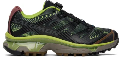 Salomon Xt-4 Rubber-trimmed Mesh Sneakers In Black