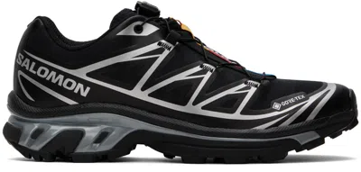 Salomon Mens Black Black Silver Xt-6 Gtx Quick-lace Mesh Low-top Trainers