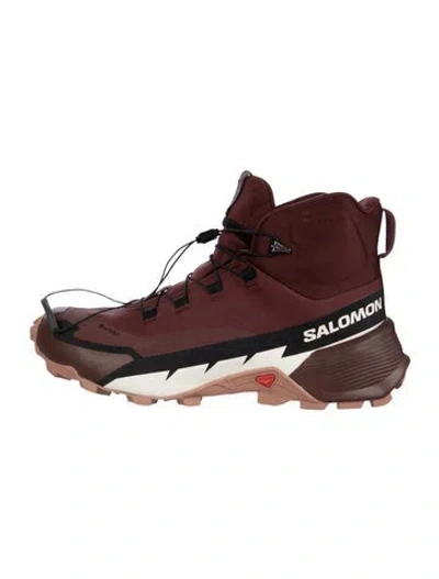 Pre-owned Salomon Canvas Colorblock Pattern Lace-up Boots In Brown