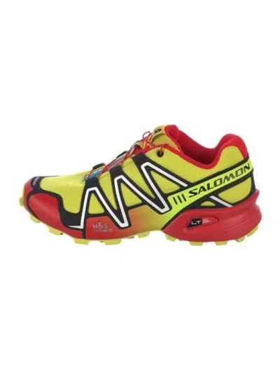Pre-owned Salomon Canvas Colorblock Pattern Sneakers W/ Tags In Red
