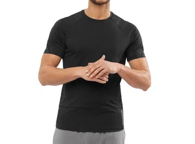 Salomon Cross Run Short Sleeve Tee In Deep Black