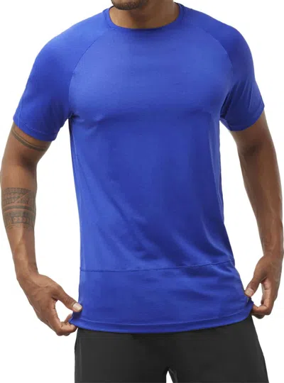 Salomon Cross Run Short Sleeve Tee In Surf The Web In Blue