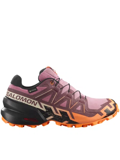 Salomon Dynamic Purple And Orange Trail Sneakers With Rugged Sole