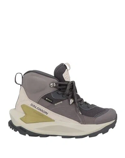 Salomon Elixir Mid Gtx Woman Sneakers Grey Size 6 Leather, Textile Fibers, Synthetisches Material In Multi