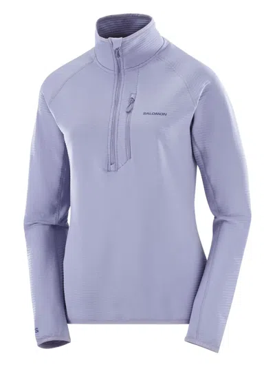 Salomon Essential Lightwarm Half-zip Ribbed Sweater In Purple