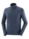 Salomon Essential Lightwarm Hybrid Zip-up Sweatshirt In Blue