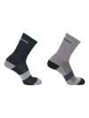 Salomon Evasion Crew Mesh-panel Socks (set Of Two) In Gray