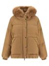 Salomon Fur Insert Down Jacket In Brown