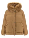 Salomon Fur Insert Down Jacket In Brown