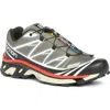 Salomon Gender Inclusive Xt-6 Sneaker In Pewter/black/aurora Red
