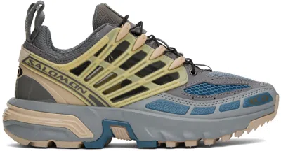 Salomon Gray & Blue Acs Pro Sneakers In Pewter/monument/aege