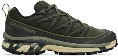 Salomon Khaki Xt-6 Expanse Leather Sneakers In Peat / Deep Lichen G