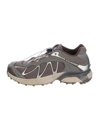 Pre-owned Salomon Leather Patterned Sneakers In Gray