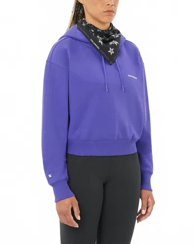 Salomon Logo Crop Hoodie In Liberty In Blue