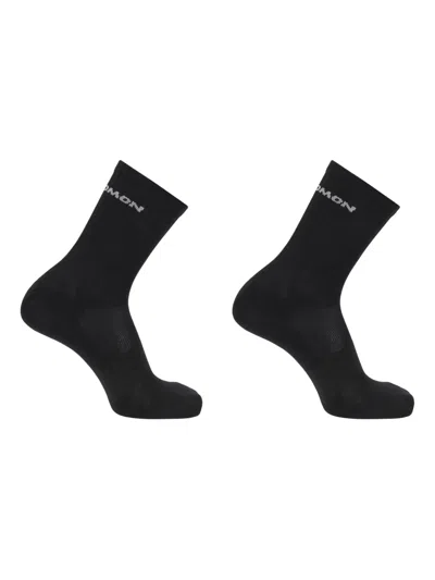 Salomon Logo-detail Crew Socks In Black