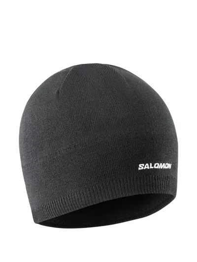 Salomon Logo-embroidered Beanie Hat In Black