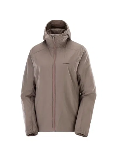 Salomon Logo-print Hooded Jacket In Brown