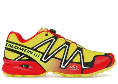 Pre-owned Salomon Men's  Speedcross 3 Sneakers In Sulphur Spring/high Risk Red/black In Multi