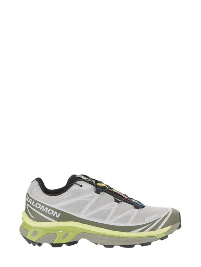 Salomon Men's Xt-6 Sneaker In Grey Mesh With Gore-tex Membrane In Green