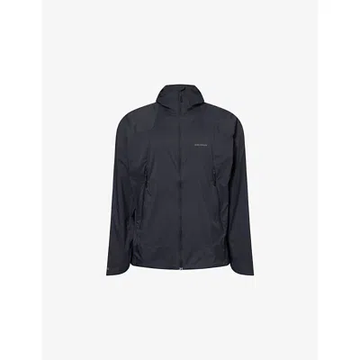 Salomon Mens Black Outwind Hooded Shell Jacket In Blue