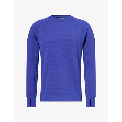 Salomon Mens Essential Long-sleeve Crewneck Woven Top Clematis Blue